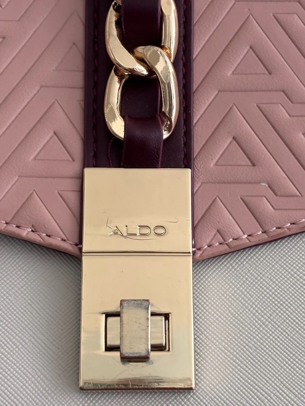Aldo Pink, Cream & Burgundy Chain Crossbody Bag